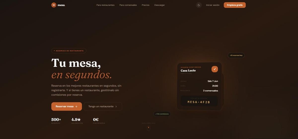 Página principal de mesa.
